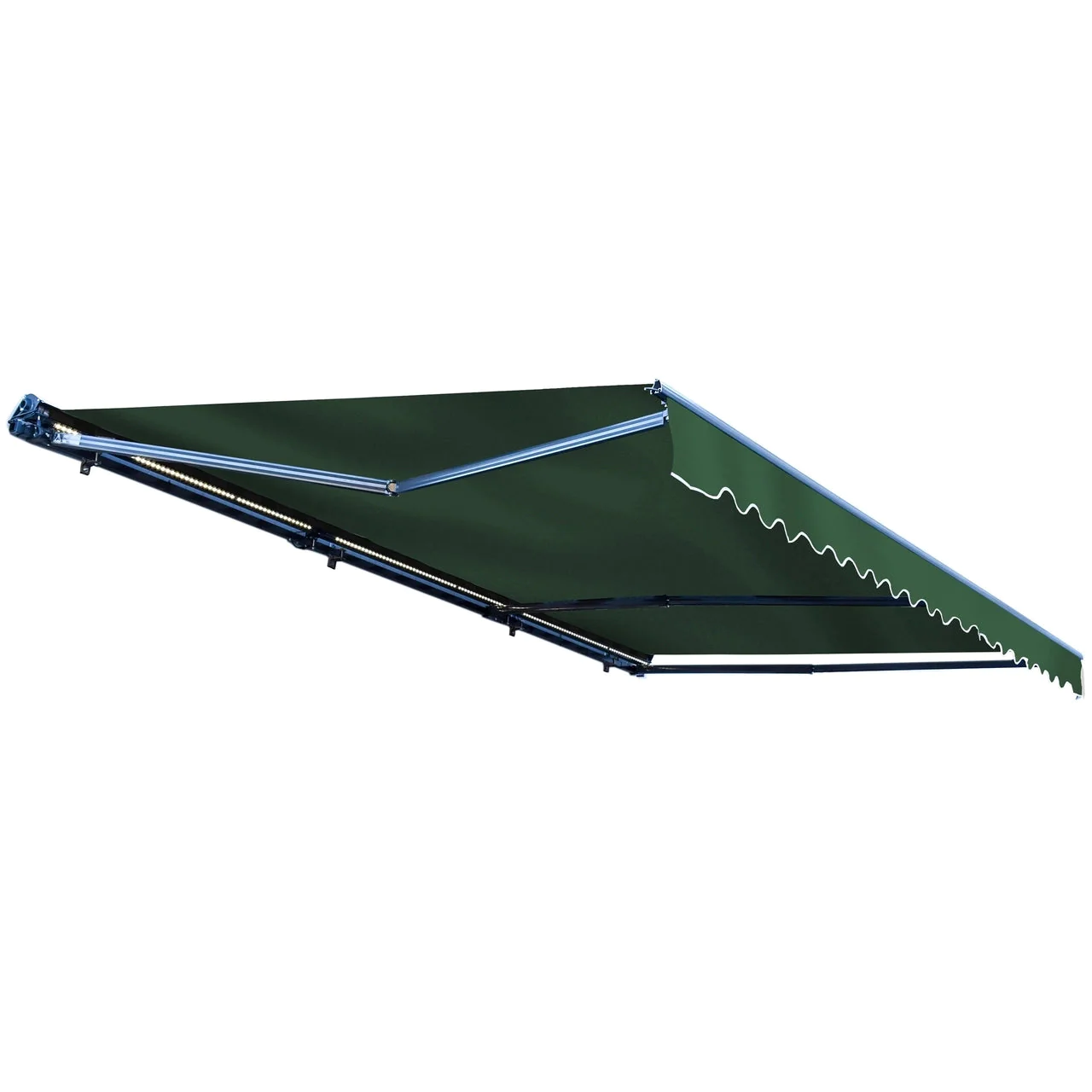 Aleko Half Cassette Motorized Retractable LED Luxury Patio Awning - 20 x 10 Feet - Green