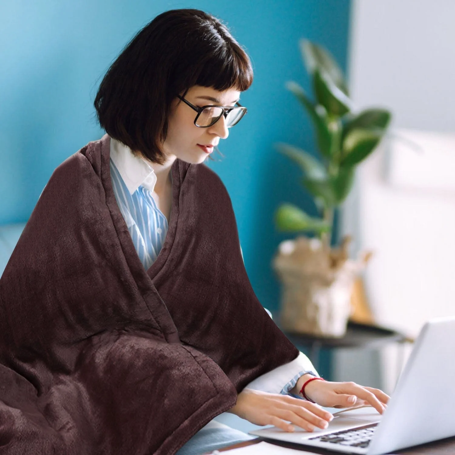 Electric Heated Flannel Throw Blanket
