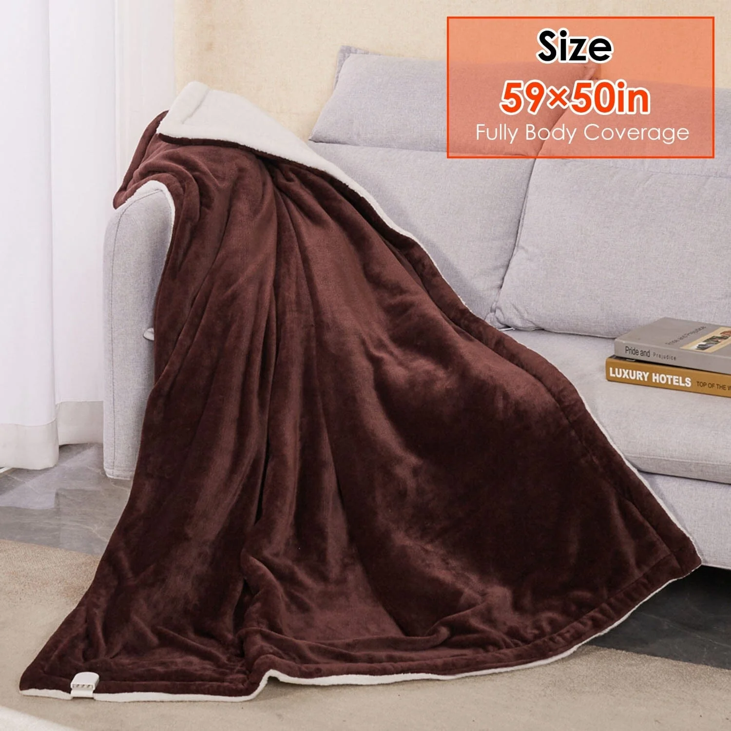 Electric Heated Flannel Throw Blanket
