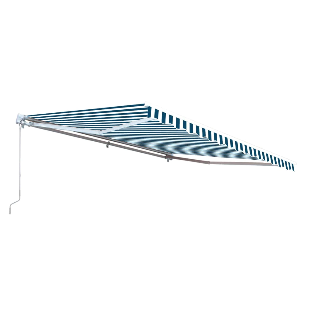 Aleko Retractable Patio Awning 12x10 Feet Blue and White Striped AW12X10BWSTR03-AP