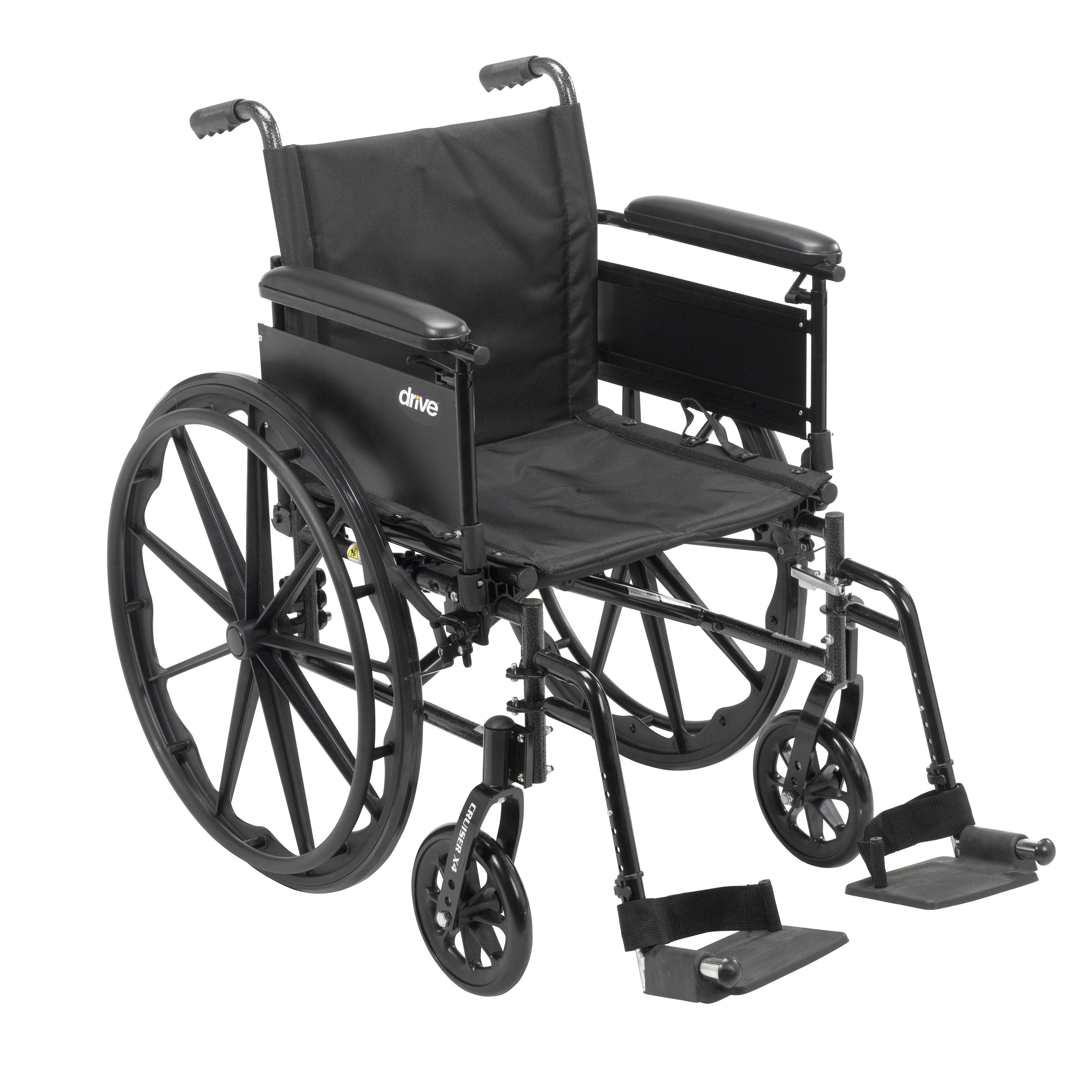 Drive Medical Cruiser X4 Lightweight Dual Axle Wheelchair with Adjustable Detachable Arms