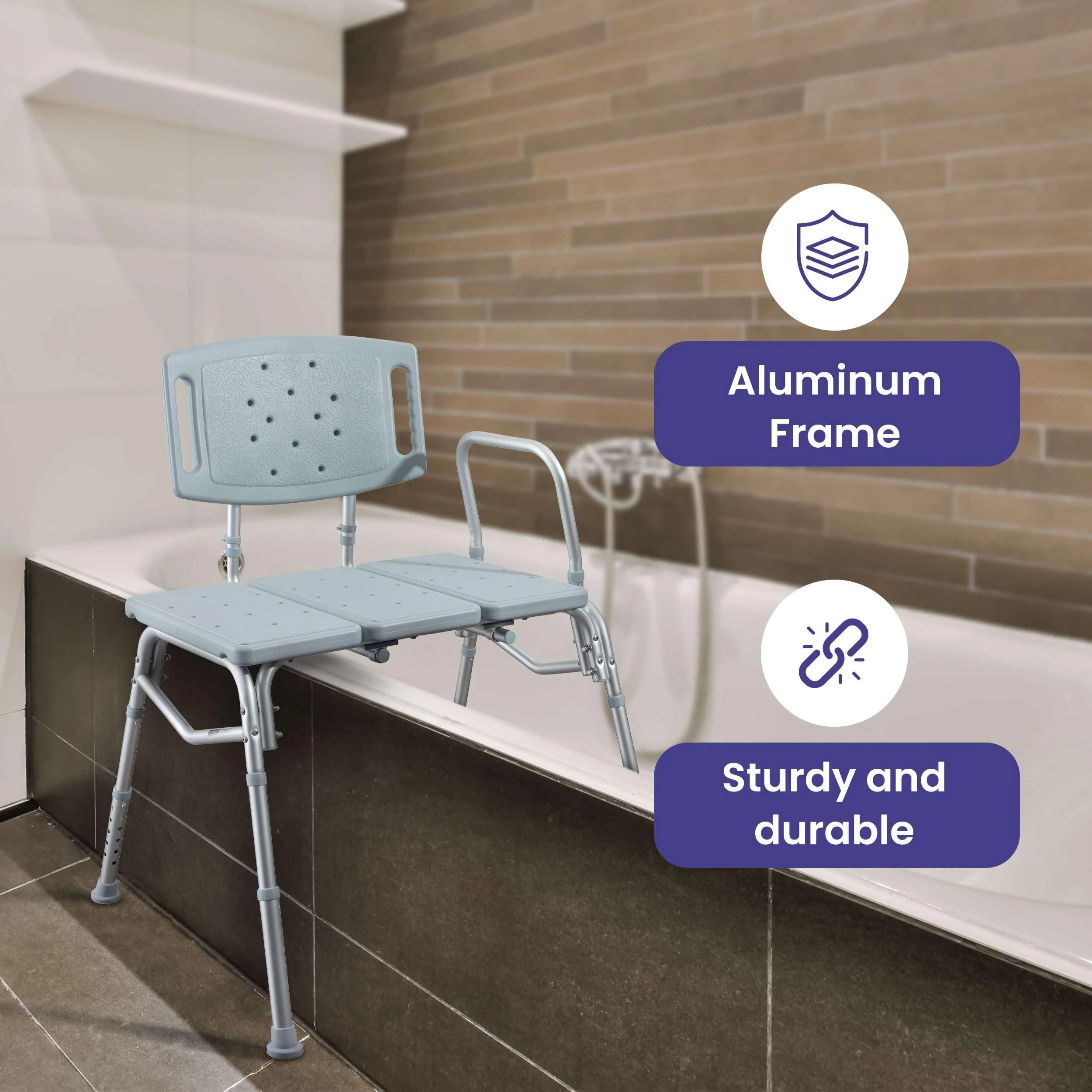 Medacure Bariatric Transfer Bench Shower Chair for Bathtub - 500 lb