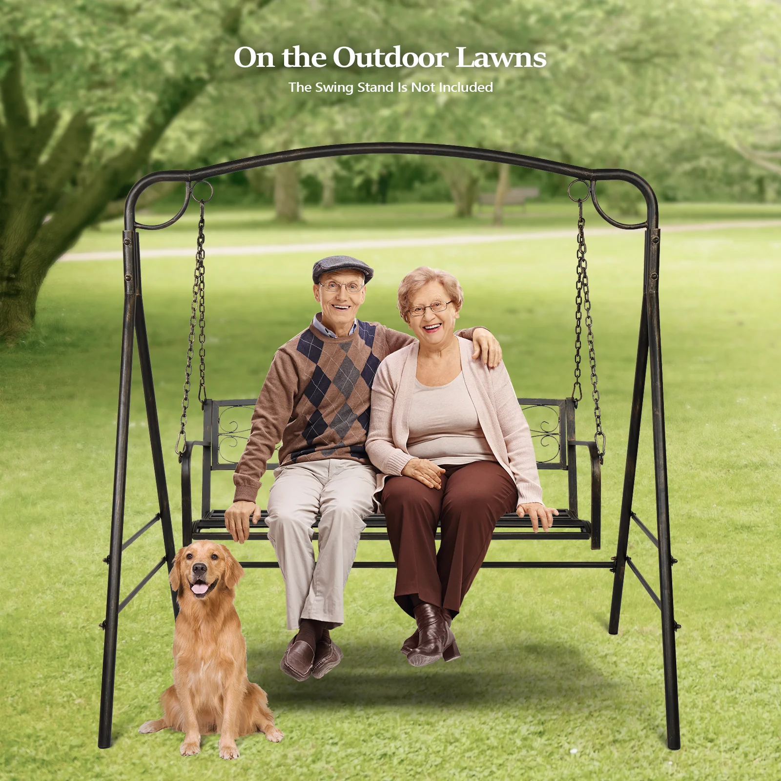 VINGLI 4FT Metal Porch Swing Upgraded Outdoor Patio Antique Swing Bronze/Black