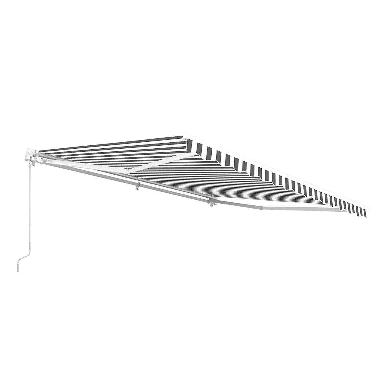 Aleko Motorized Retractable White Frame Patio Awning 12 x 10 Feet - Gray and White Striped