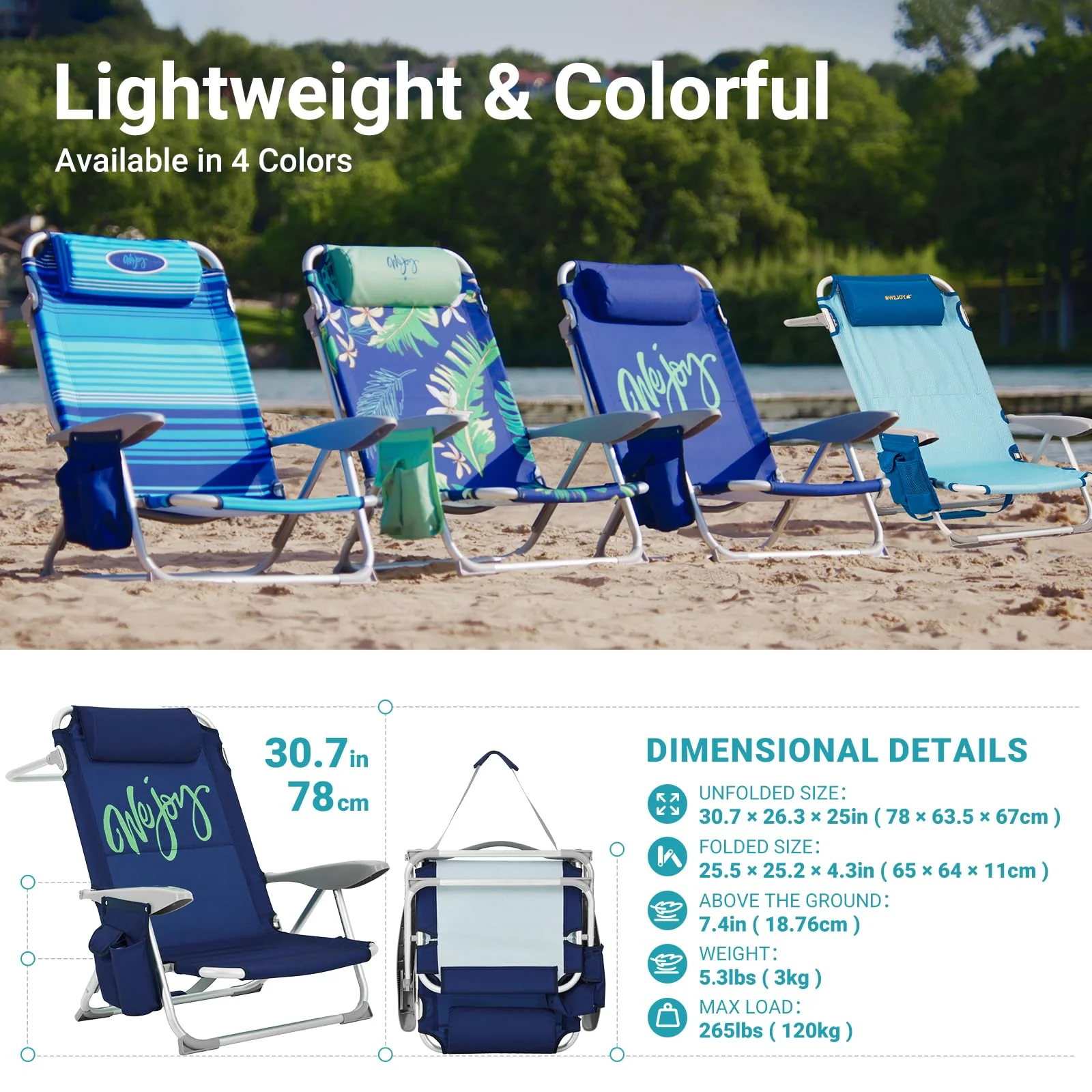 WEJOY Adjustable Beach Chair Set of 2