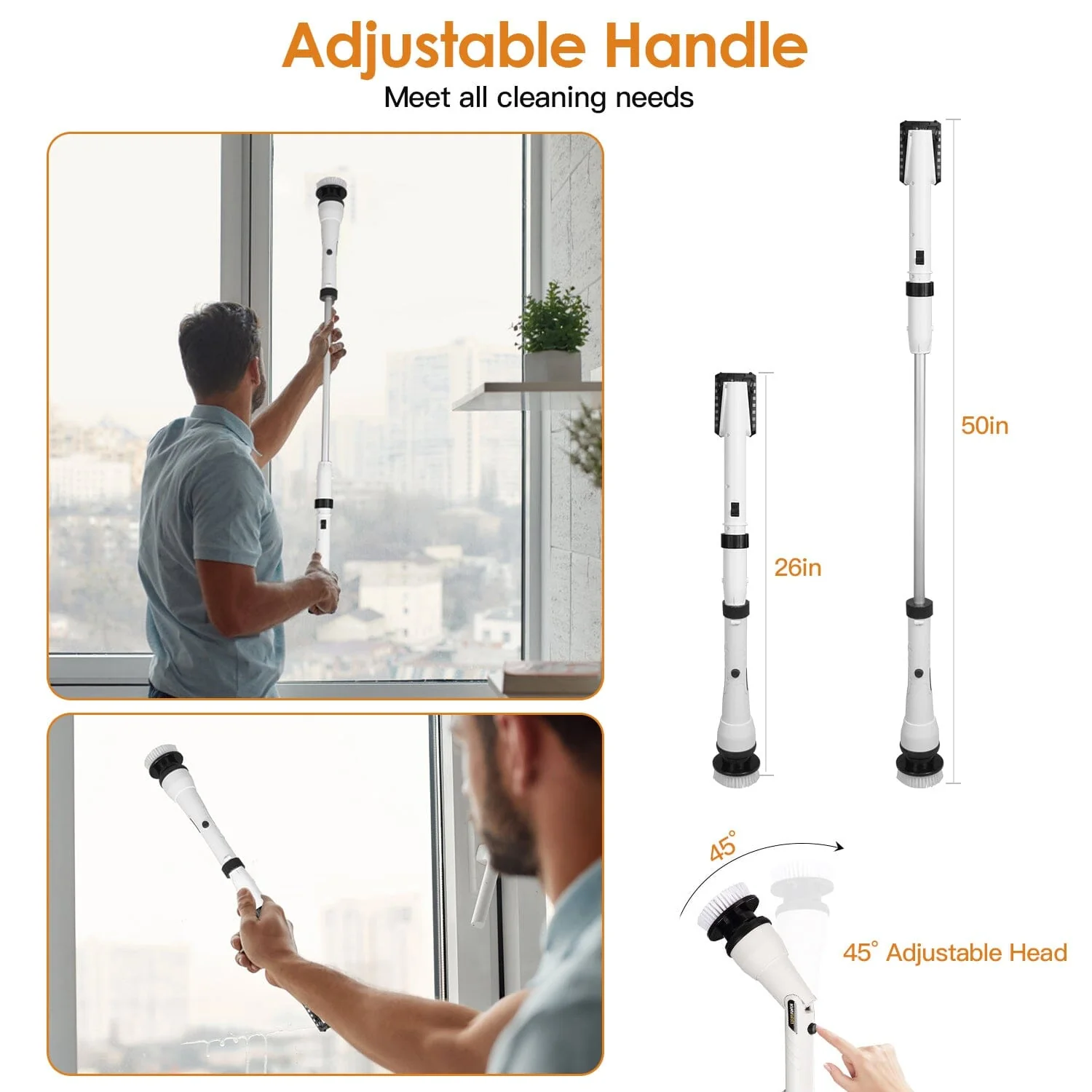 Electric Cordless Spin Scrubber Cleaning Brush with 4 Replaceable Heads