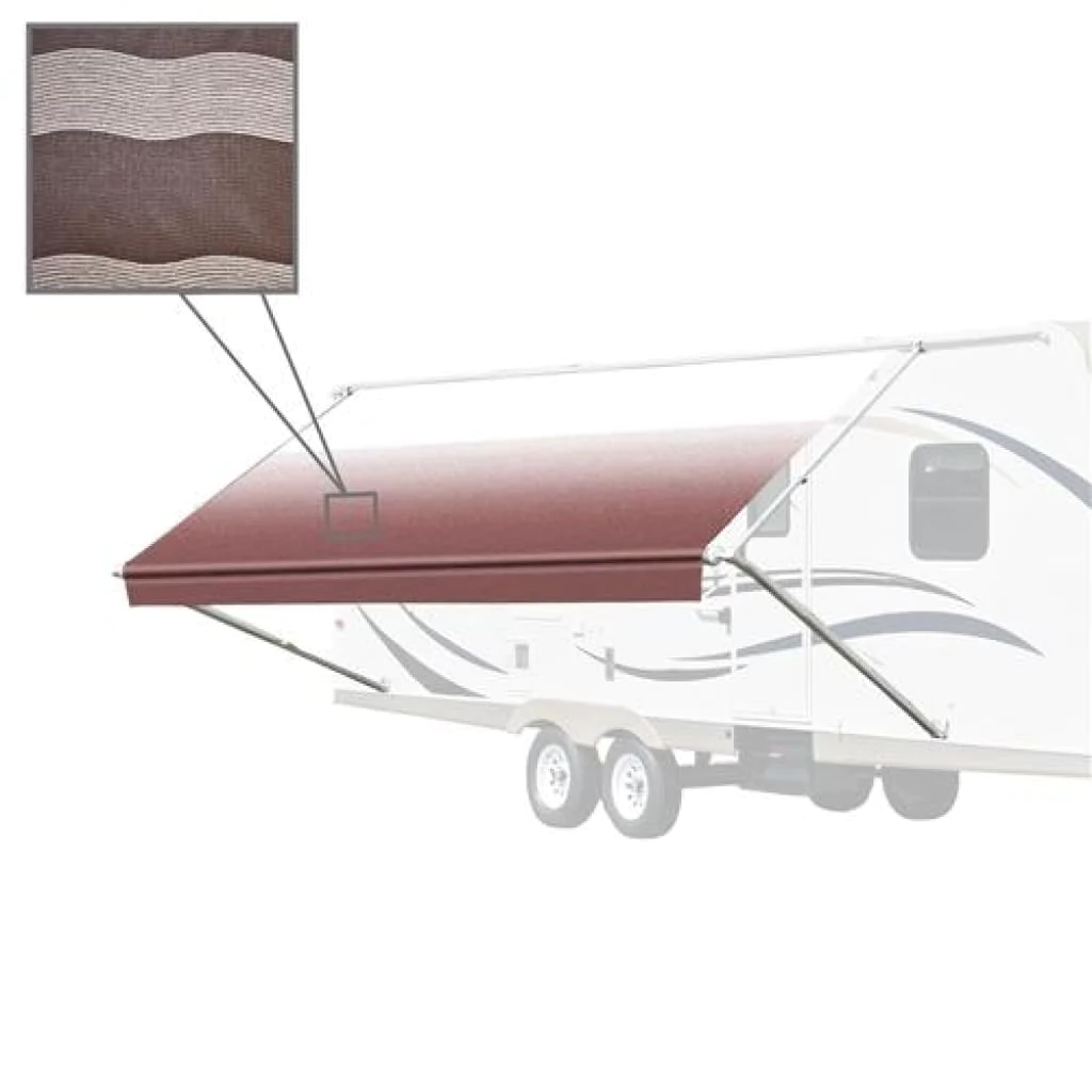 Aleko Retractable RV/Patio Awning 20 x 8 Feet Brown Striped RVAW20X8BRSTR34-AP