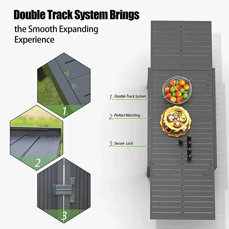 Domi Patio Dining Expandable Table Dark Brown