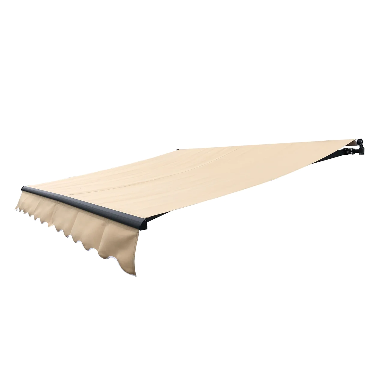 Aleko Retractable Black Frame Patio Awning 10 x 8 Feet - Light Beige