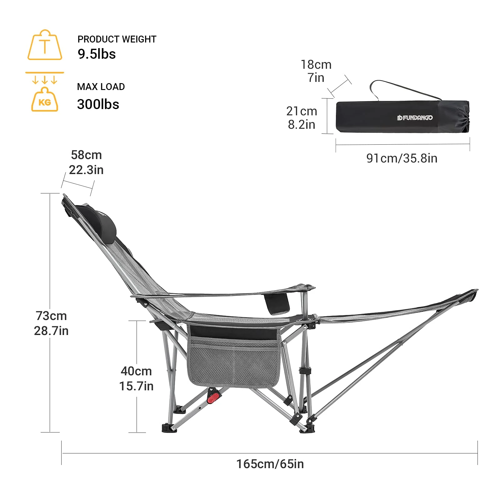 FUNDANGO FOLDING RECLINER CHA Folding Chair Lounge Chair