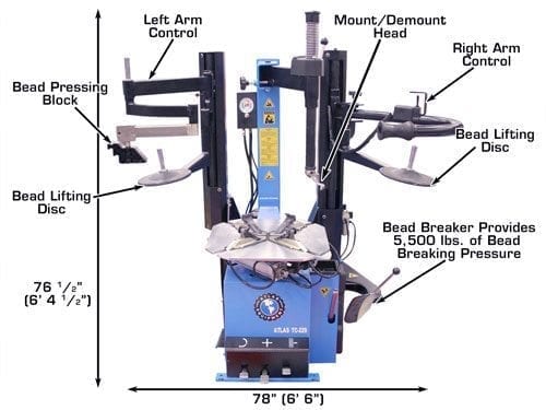 Atlas TC229DAA, Tire Changer, Dual Towers, w-Assist Arms