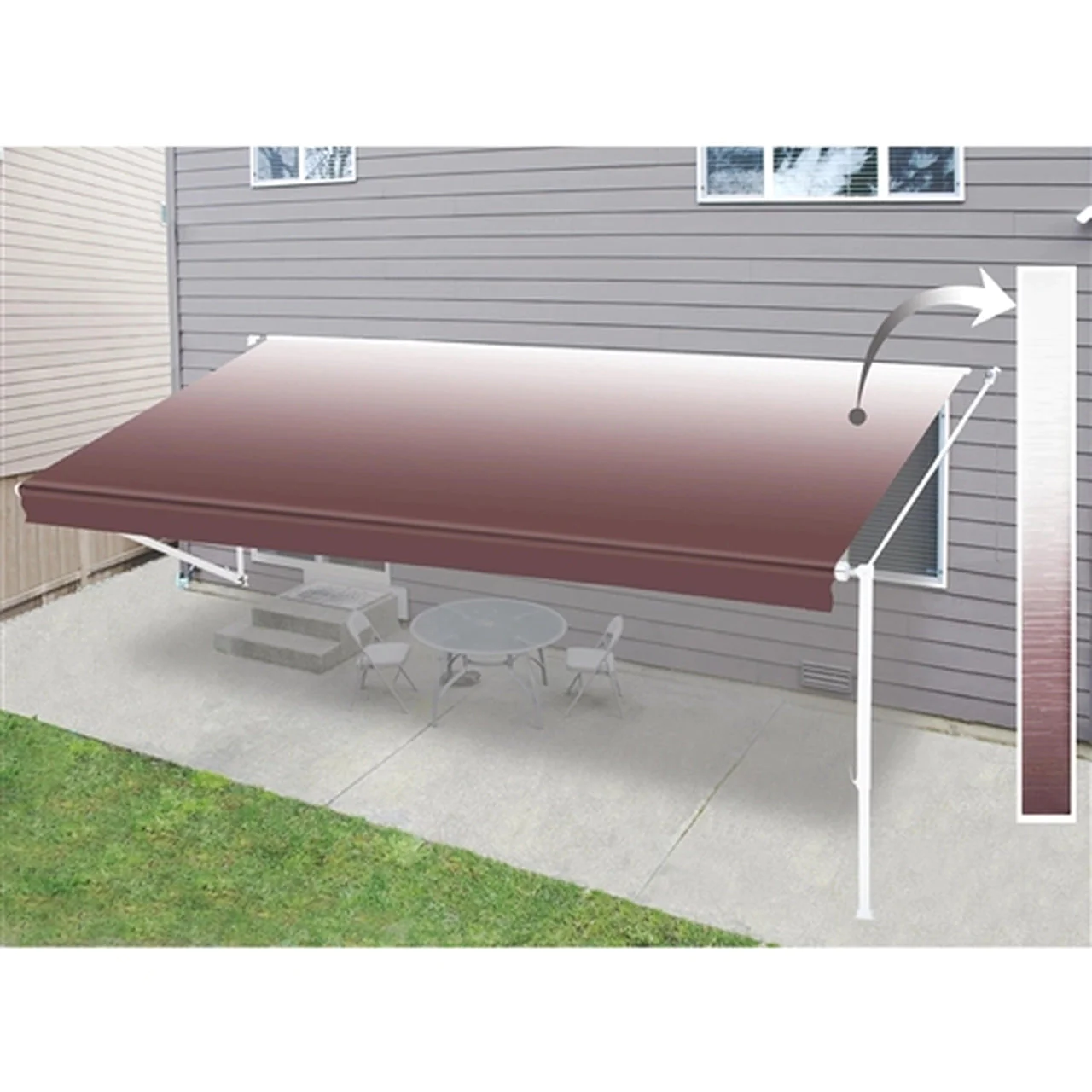 Aleko Retractable RV/Patio Awning - 8 x 8 Feet - Burgundy Fade