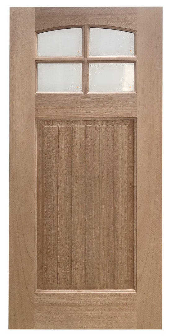 3 ft. x 6 ft. 8 in. Craftsman Exterior Mahogany Door Slab 4 Lite