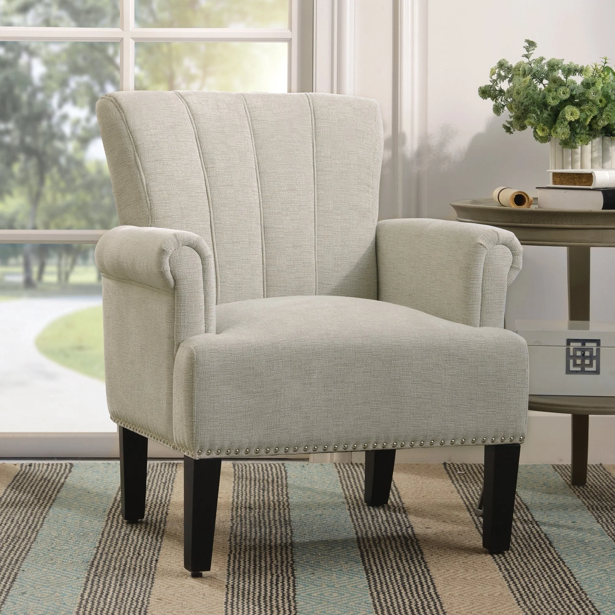 Accent Rivet Tufted Polyester Armchair