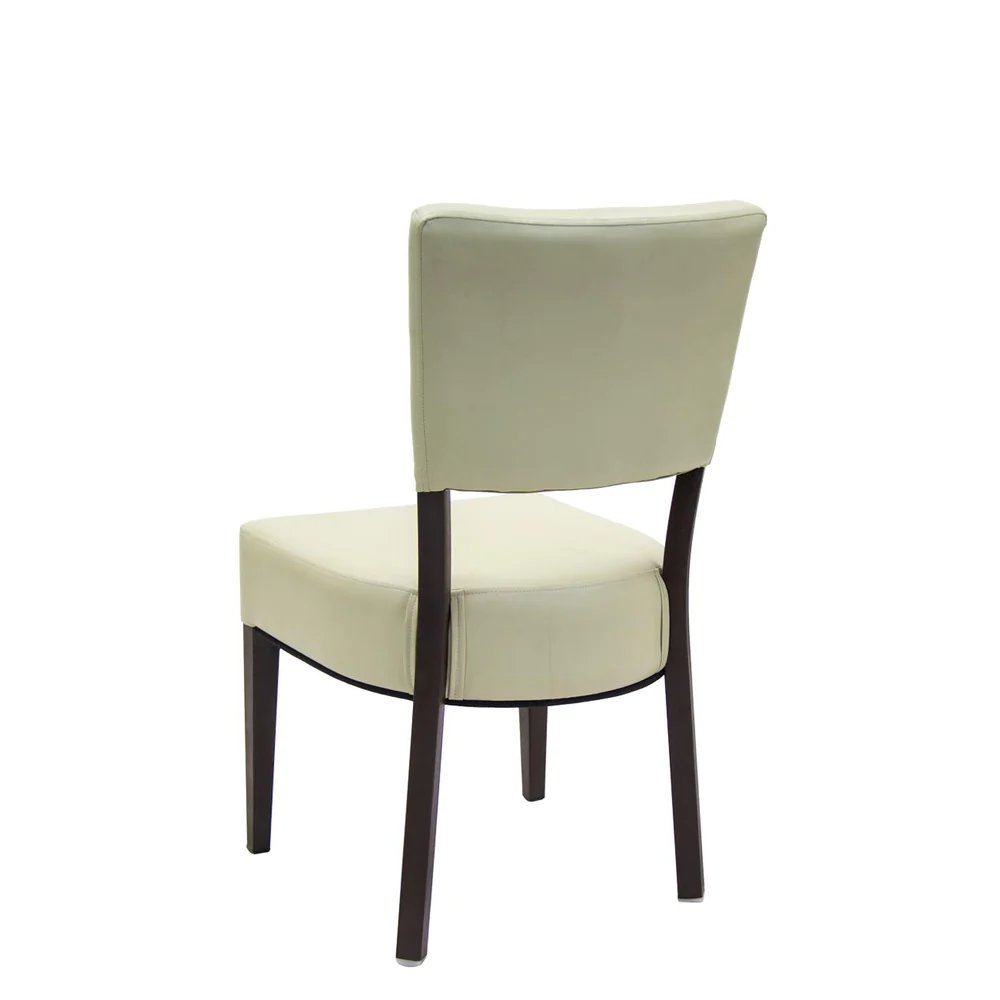 Brown Metal Chair With Vinyl Seat And Back In Cream Color