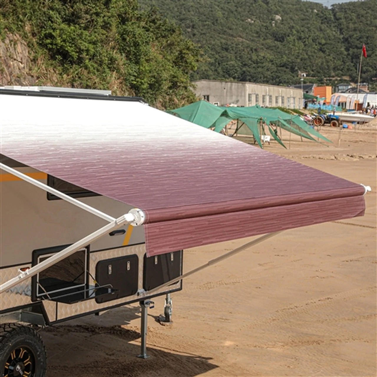 Aleko Retractable RV/Patio Awning - 10 x 8 Feet - Burgundy Fade