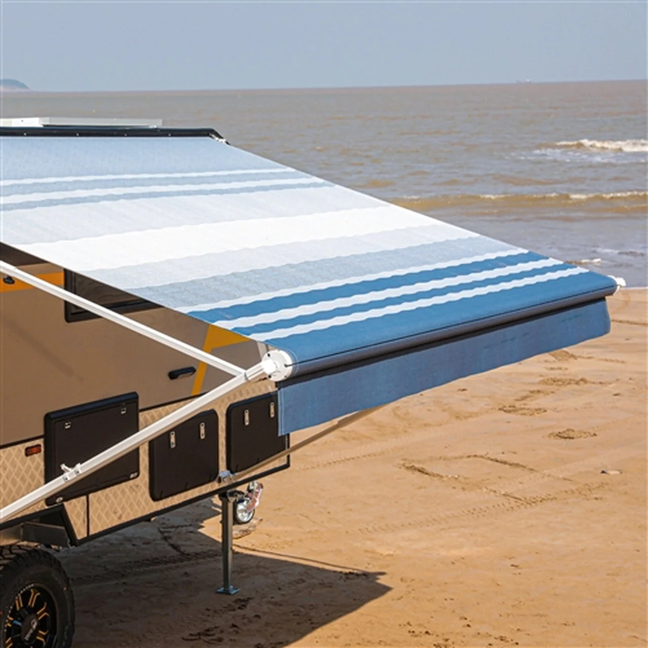 Aleko Retractable RV/Patio Awning - 10 x 8 Feet - Blue Striped