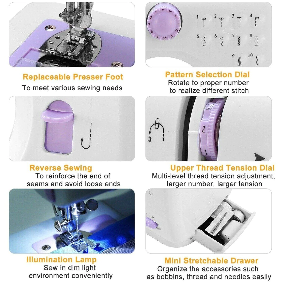 Electric Sewing Machine 12 Stitches with Foot Pedal