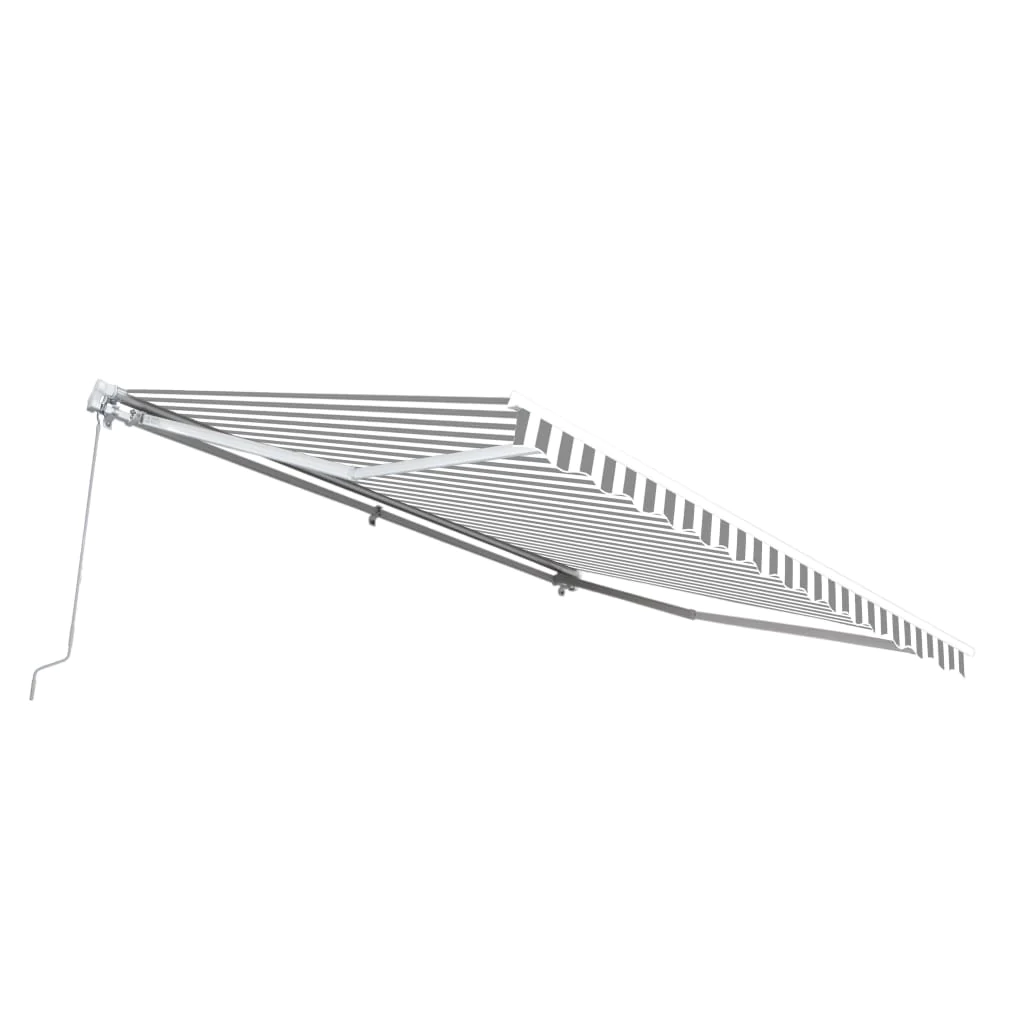 Aleko Retractable Patio Awning 13x10 Feet Grey and White Striped AW13X10GREYWHT-AP