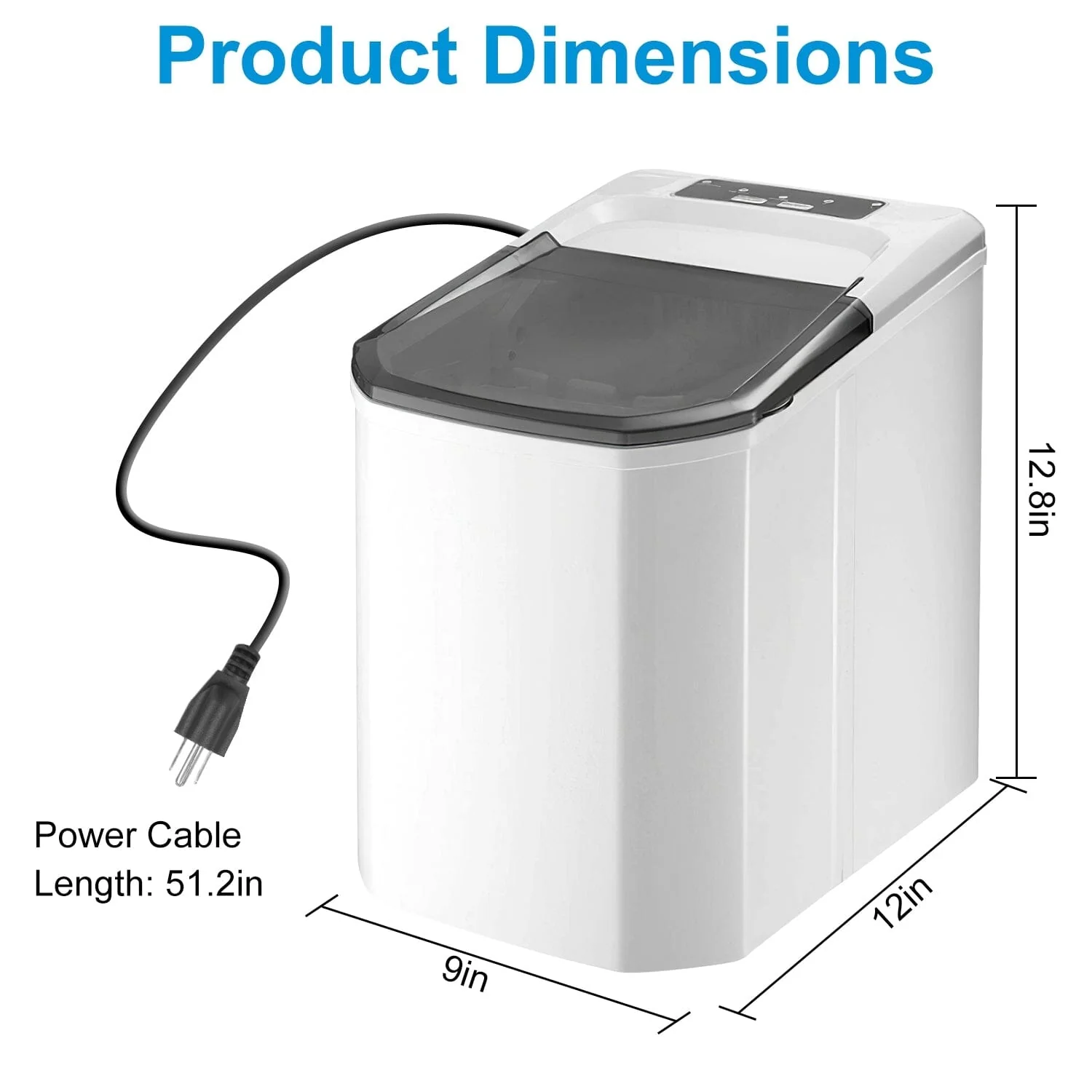 Electric Countertop Ice Make with Ice Scoop Basket Self Cleaning