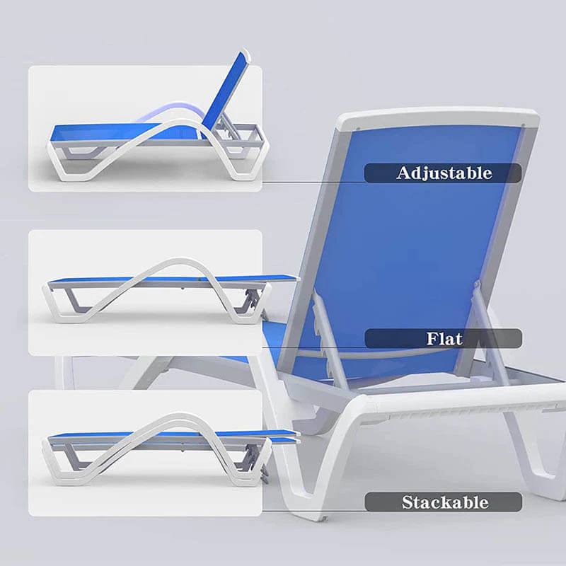 Patio Chaise Lounge Set of 3 with Arm (2 Chairs + 1 Table)