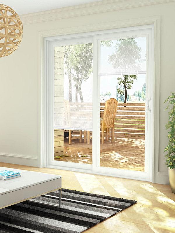 2 Panel Sliding White Patio Door (Raise & Lower Blinds)