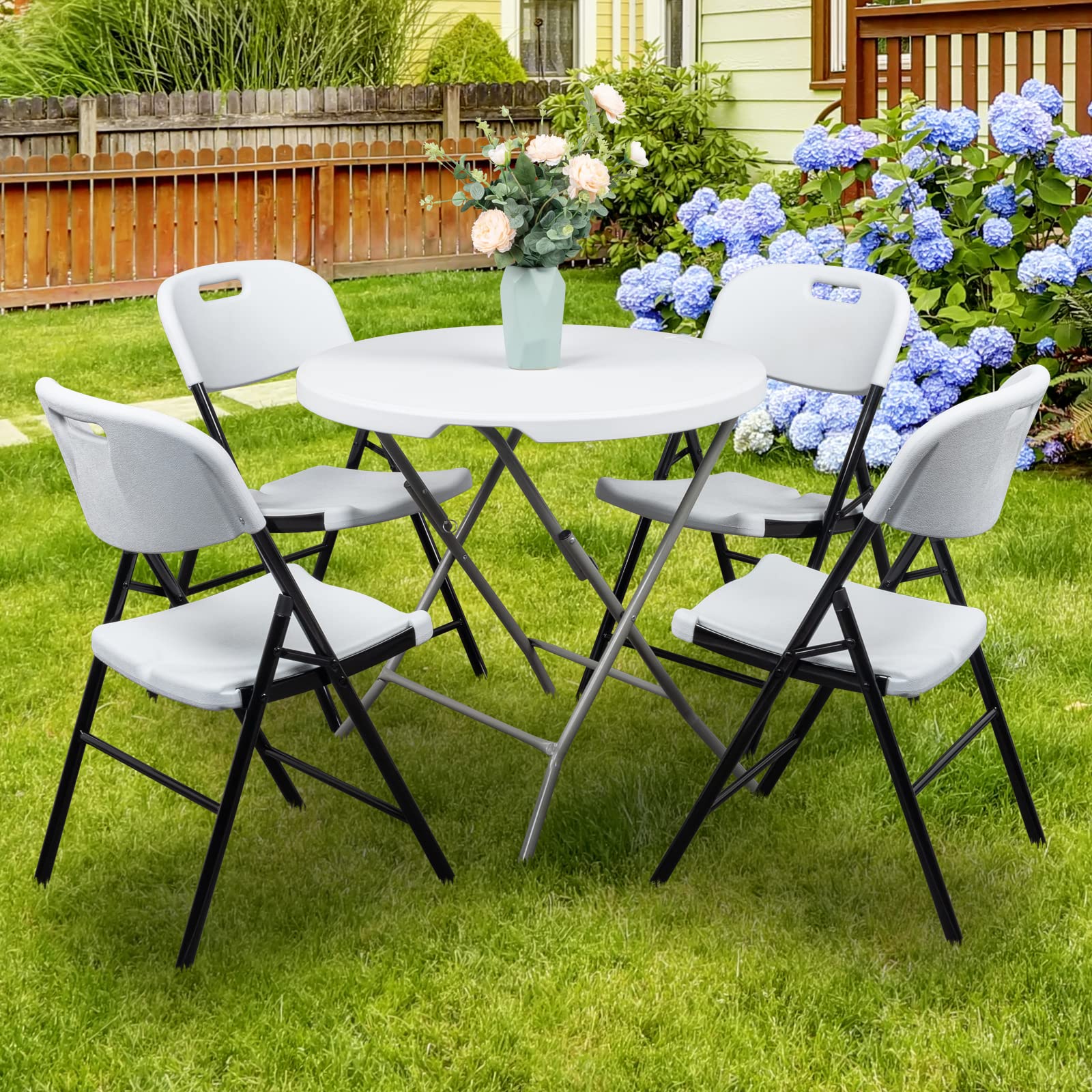 VINGLI 4 Pcs Portable HDPE Folding Chairs with Steel Frame
