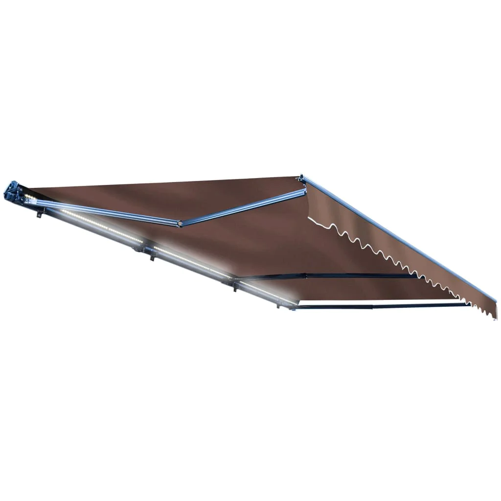 Aleko Half Cassette Motorized Retractable LED Luxury Patio Awning - 13 x 10 Feet - Brown AWCL13X10BRN36-AP