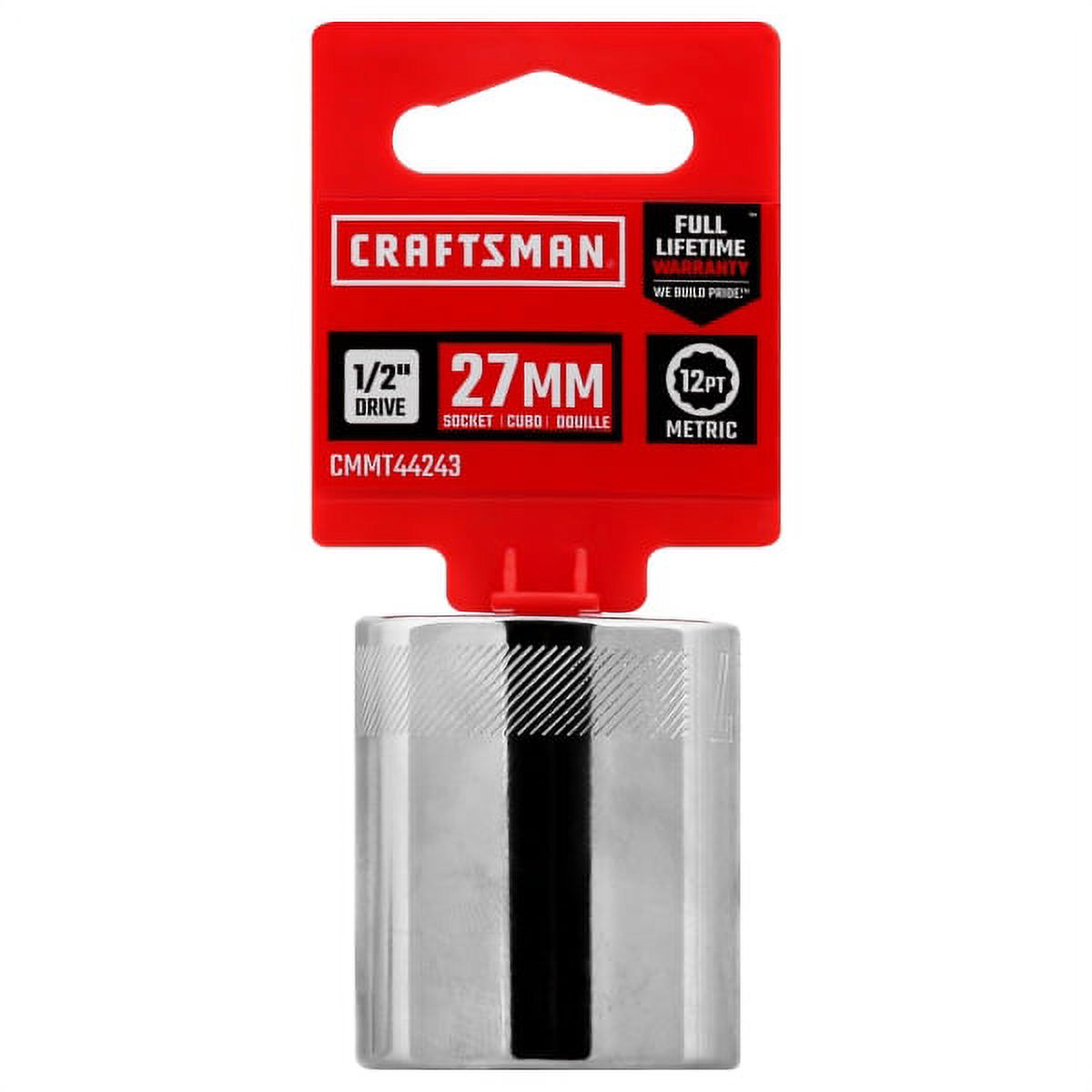 CRAFTSMAN Shallow Socket, Metric, 1/2-Inch Drive, 27mm, 12-Point (CMMT44243)