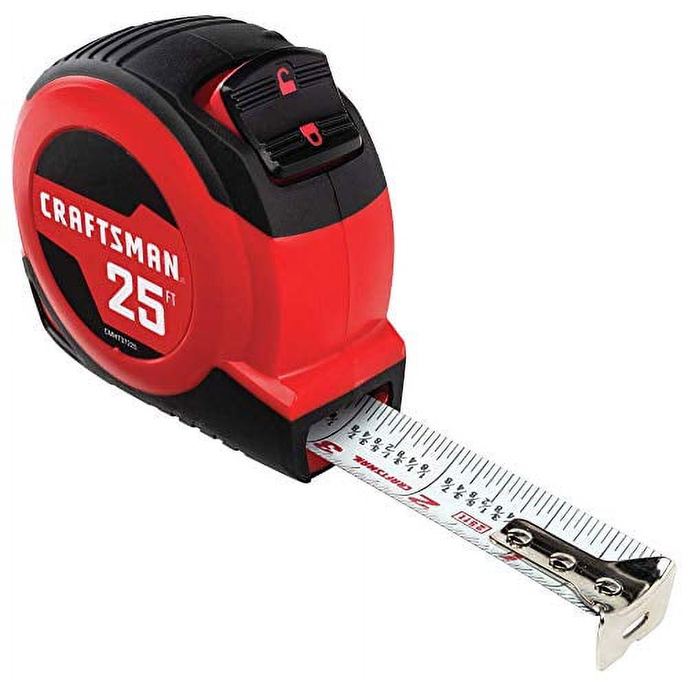 CRAFTSMAN Tape Measure, Self-Lock, 25-Foot (CMHT37225S),Red/Back