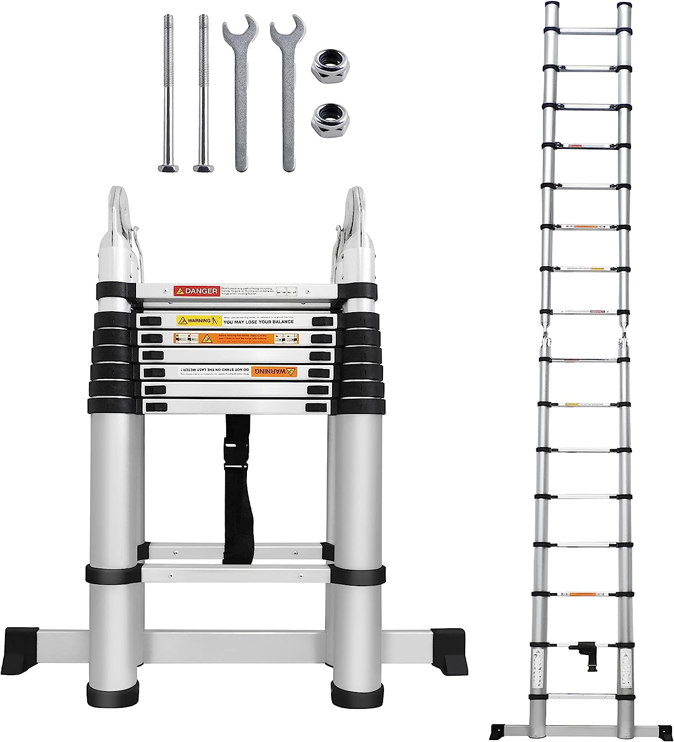 Telescoping Ladder A-Frame Ladder 2 in 1 Extension Ladder for Home, 8 ...
