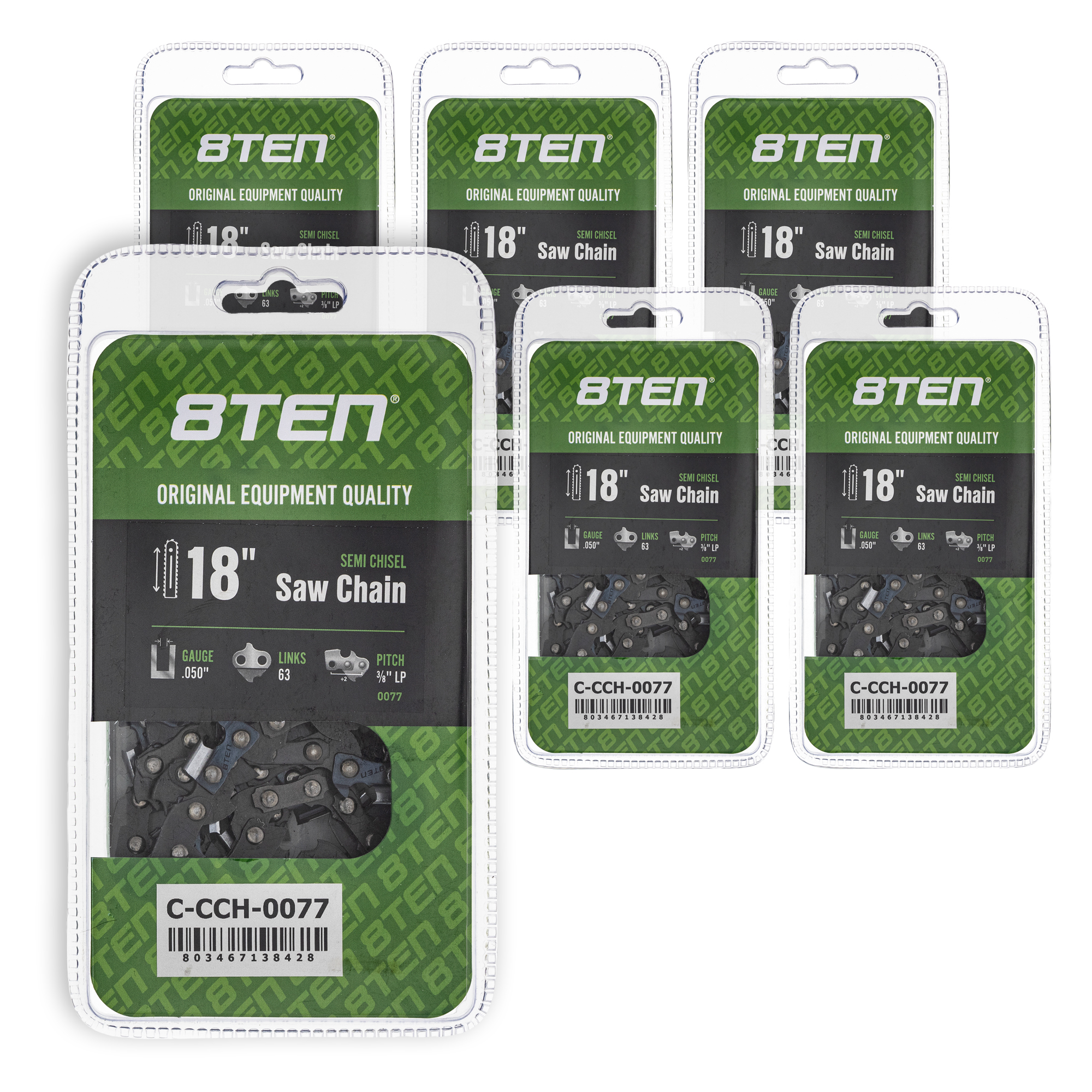 Semi Chisel Chainsaw Chain 18 inch .050 3/8 LP 63DL for Craftsman Worx 6 Pack 810-CCC2299H