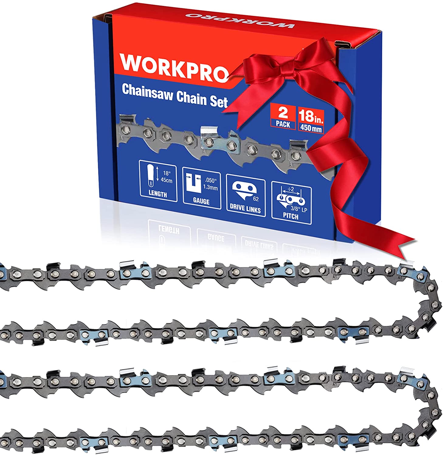 WORKPRO 2-Pack 18 inch Chainsaw Chain, 3/8