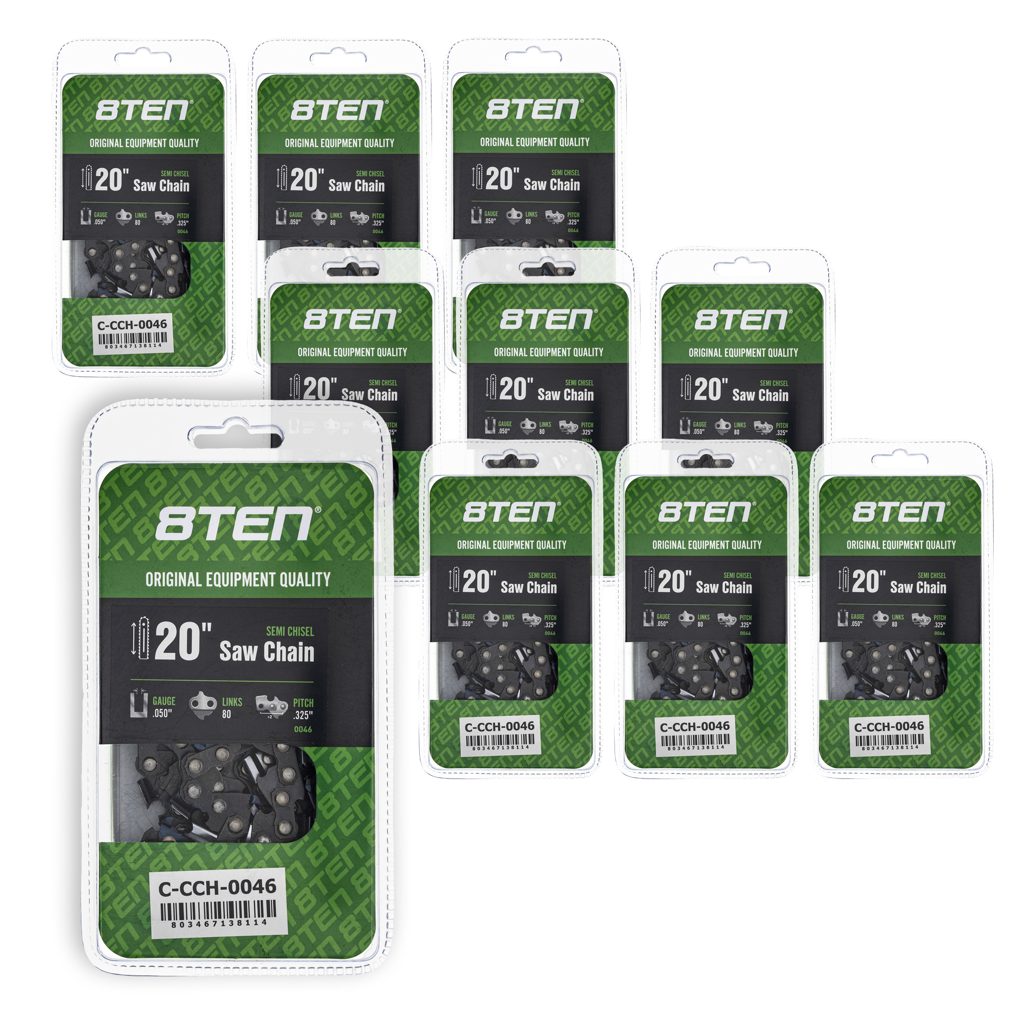 Semi Chisel Chainsaw Chain 20 inch .050 .325 80DL for Husqvarna Craftsman 10 Pack 810-CCC2268H