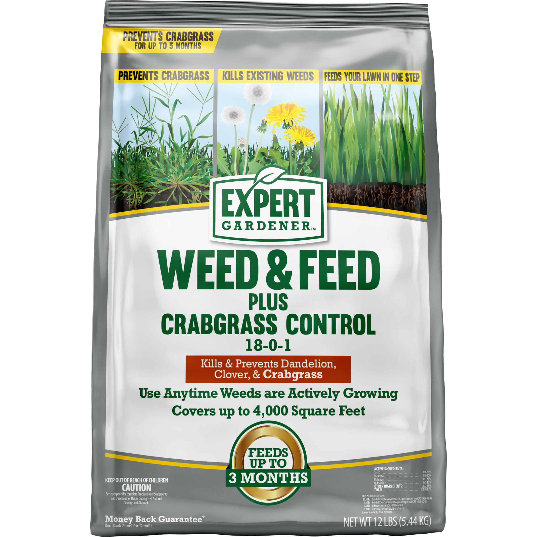 Expert Gardener Weed & Feed Plus Crabgrass Control, Lawn Fertilizer 18 ...