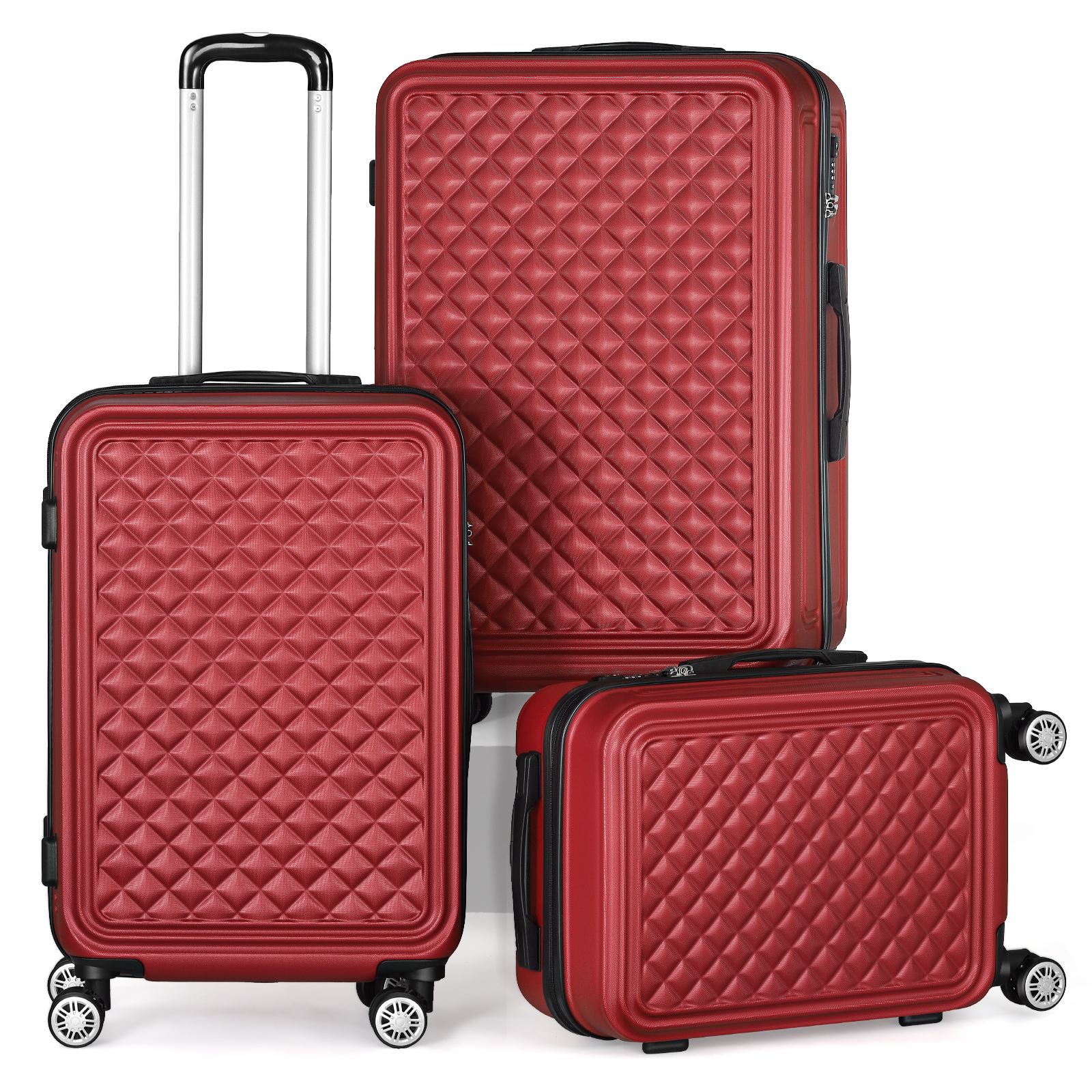 Hikolayae Medallion Collection Hardside Spinner Luggage Sets in Scarlet Red, 3 Piece - TSA Lock