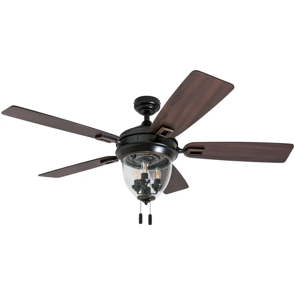 Honeywell Glencrest 52 Craftsman Industrial Oil Rubbed Bronze LED Outdoor Ceiling Fan with Light
