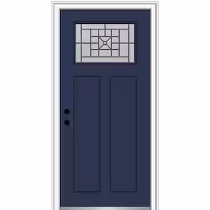 MMI Door 36 in. x 80 in. Courtyard Right-Hand 1-Lite Decorative Craftsman 2-Panel Painted Fiberglass Smooth Prehung Front Door