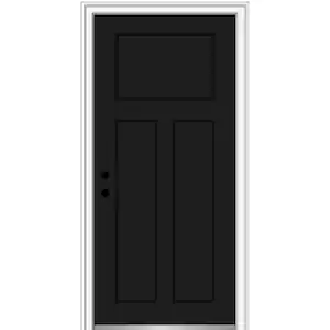 MMI Door 36 in. x 80 in. Right-Hand Inswing Craftsman 3-Panel Shaker Classic Painted Fiberglass Smooth Prehung Front Door