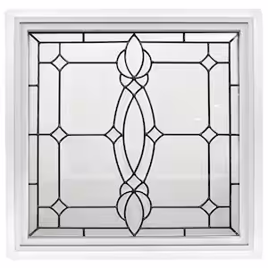 Hy-Lite 23.5 in. x 23.5 in. White Frame Craftsman Black Caming 1 in. Nail Fin Offset Vinyl Picture Window