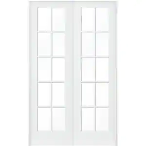 Krosswood Doors 48 in. x 80 in. Craftsman Shaker 10-Lite Both Active MDF Solid Hybrid Core Double Prehung Interior Door