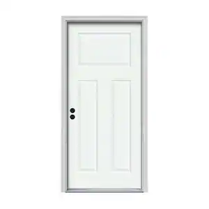 JELD-WEN 30 in. x 80 in. 3-Panel Craftsman White Painted Steel Prehung Right-Hand Inswing Front Door w/Brickmould