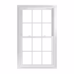 American Craftsman 33.75 in. x 56.75 in. 70 Series Low-E Argon Glass Double Hung White Vinyl Fin with J Window with Grids, Screen Incl