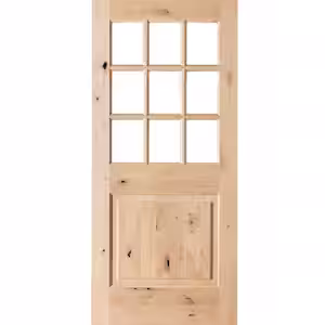 Krosswood Doors 36 in. x 80 in. Craftsman 9-Lite Clear Beveled Glass Knotty Alder Unfinished Wood Front Door Slab