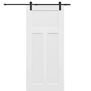 MMI Door 36 in. x 80 in. Primed Composite Craftsman Smooth Surface Solid Core Sliding Barn Door with Hardware Kit
