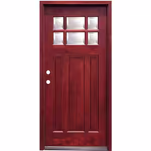 Pacific Entries 36 in. x 80 in. Craftsman 6 Lite Stained Mahogany Wood Prehung Front Door