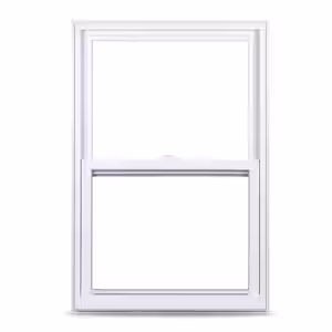 American Craftsman 50 Series Low-E Argon SC Glass Single Hung White Vinyl Fin Window, Screen Incl