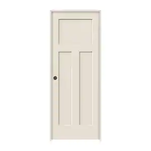 JELD-WEN 30 in. x 80 in. 3 Panel Craftsman Primed Right-Hand Smooth Solid Core Molded Composite MDF Single Prehung Interior Door