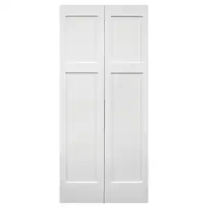 Builders Choice 36 in. x 80 in. 3 Panel Craftsman Shaker Solid Core Primed Wood Bifold Door