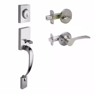 Copper Creek Craftsman Satin Stainless Door Handleset with Left Hand Scandinavian Handle Trim